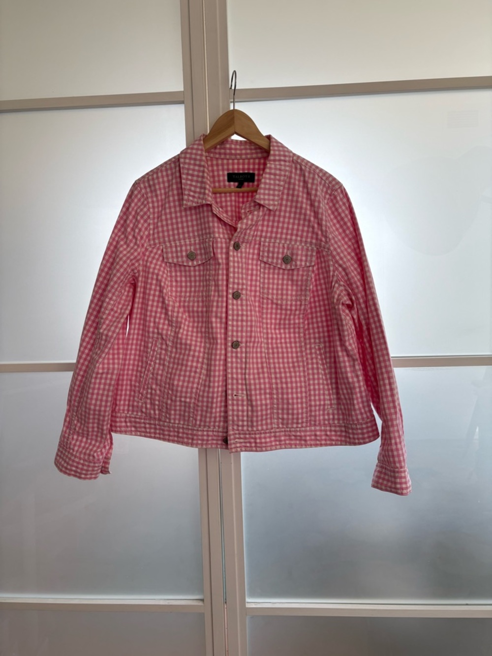 Pink Gingham Button-Front Jacket